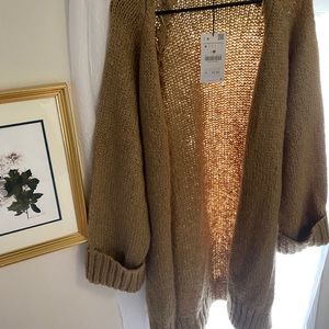Camel Zara oversized cardigan